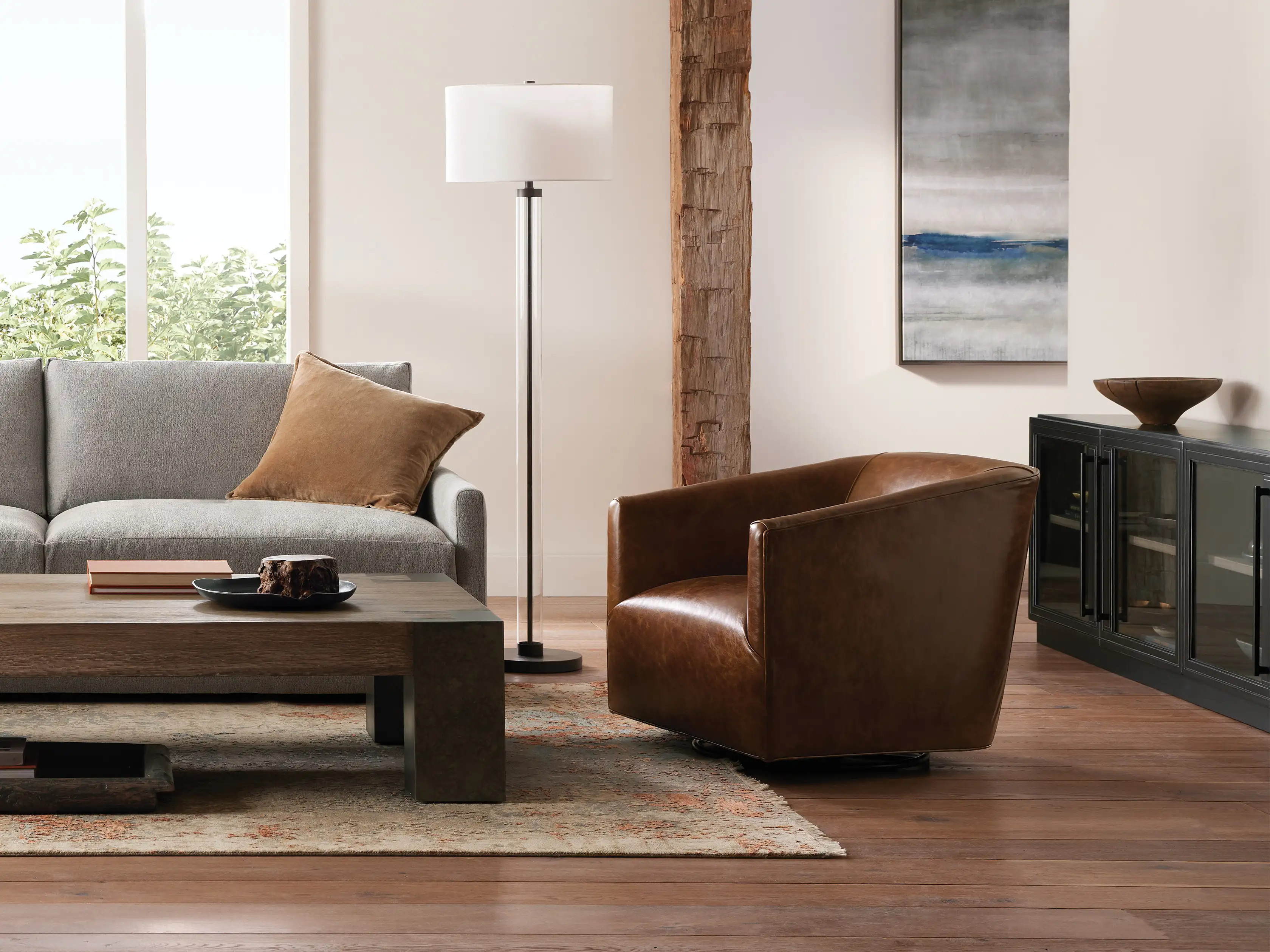 Ellison Leather Swivel Chair | Arhaus