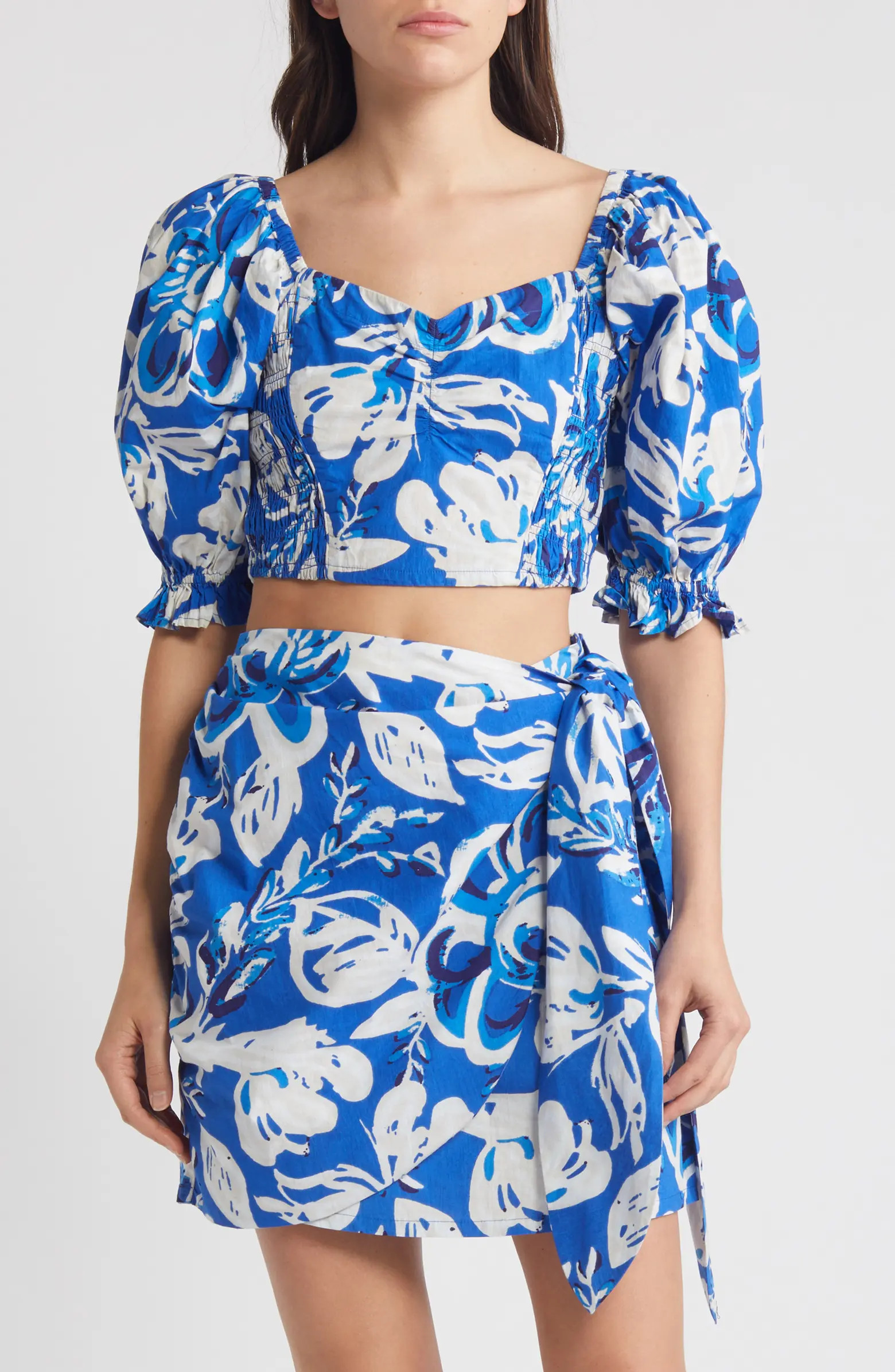 Cleobella Rayna Floral Print Puff Sleeve Crop Top | Nordstromrack | Nordstrom Rack