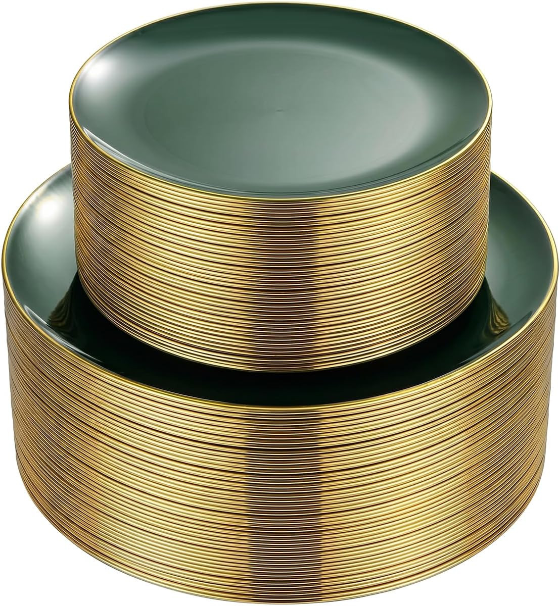 PULOTE 100PCS Green Plastic Plates - Green Disposable Plates With Gold Rim - Include 50 Pieces Dinner 10.25inch,50 Pieces Dessert 7.5inch for Party&Christmas | Amazon (US)