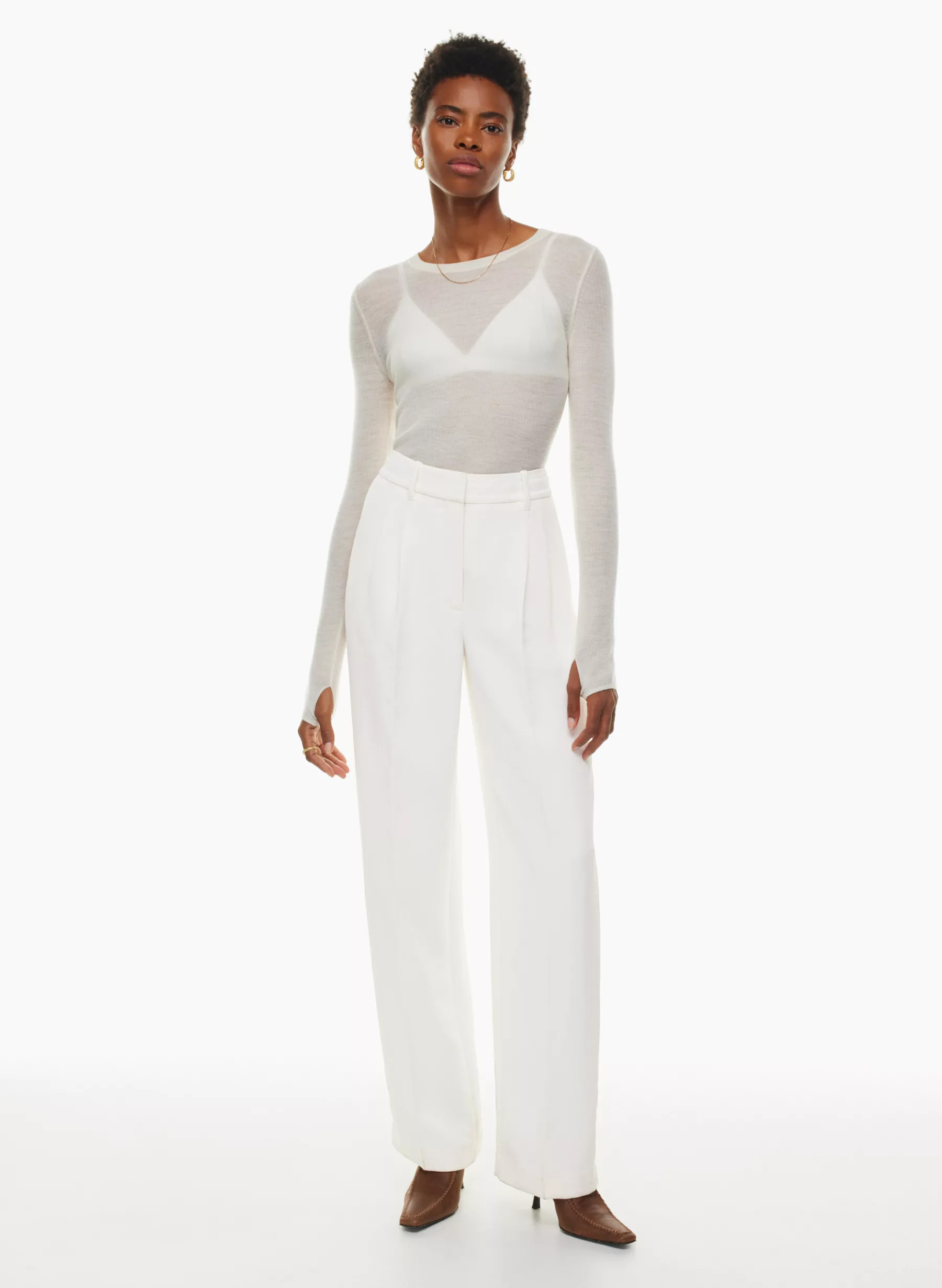 High-waisted wide-leg crepe pants | Aritzia