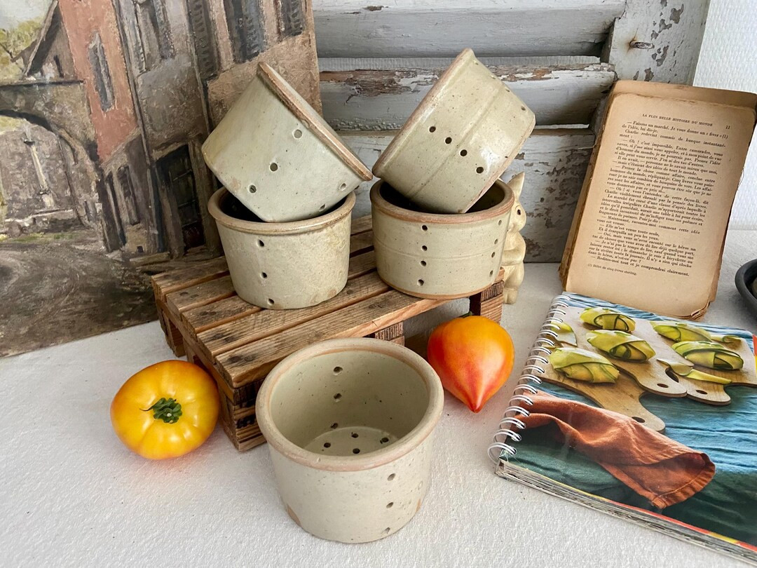 ONE Antique Large Size Light Beige French Cheese Mold, Old Glazed Stoneware Cheese Strainer, Prim... | Etsy (US)