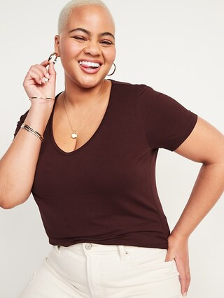 Short-Sleeve Luxe V-Neck T-Shirt for Women | Old Navy (US)