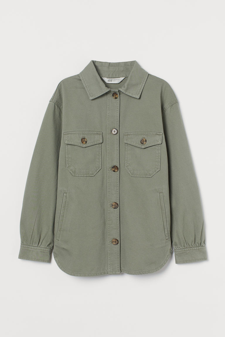 H & M - Twill Shirt Jacket - Green | H&M (US + CA)