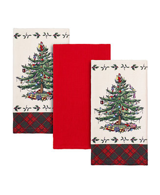 Spode Christmas Tree Tartan Kitchen Towels, Set of 3 - Macy's | Macy's