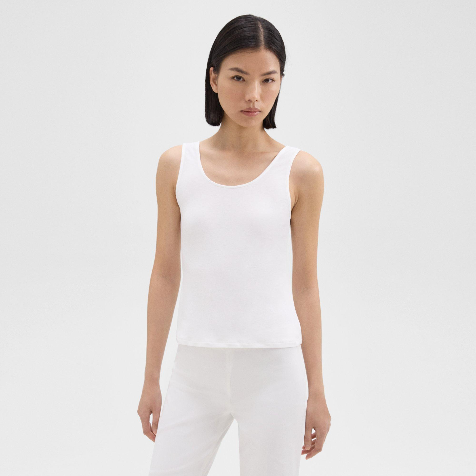 Scoop Neck Tank Top in Rib Knit Viscose | Theory