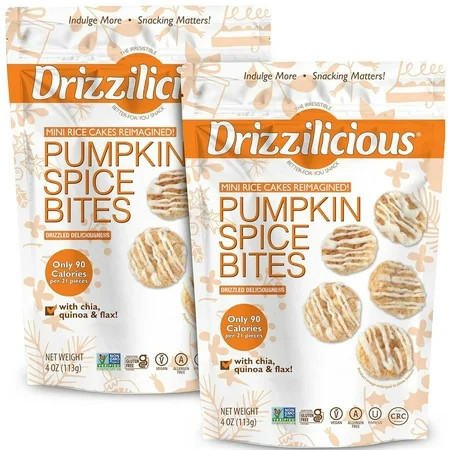 Drizzilicious Mini Rice Cakes, Pumpkin Spice Flavored Rice Cake Gluten Free Snacks, Rice Crisps 2-Pack | Walmart (US)