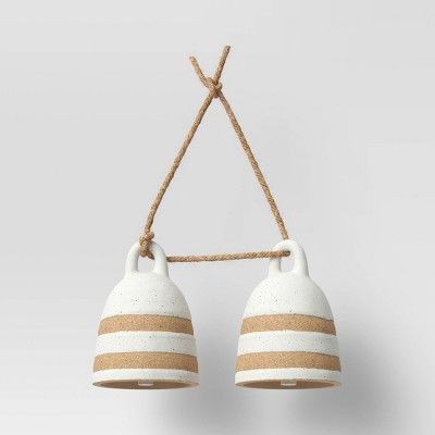 3.5&#34; x 18&#34; Striped Ceramic Bell Cluster Brown - Threshold&#8482; | Target