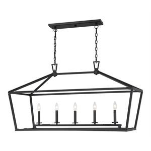 Savoy House Townsend 5 Lights Traditional Metal Linear Chandelier in Matte Black | Homesquare