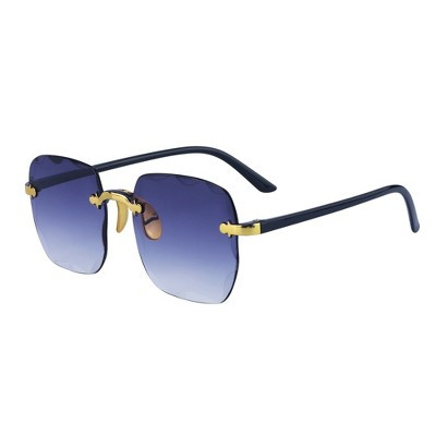 INSPIRE CHIC Rectangular Rimless Trendy Wavy Border Metal Nose Pads Sunscreen UV Protection Sunglasses 1 PC Gradient Gray | Target