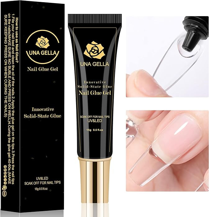 UNA GELLA Solid Nail Glue Gel 15ml Lamp Curing Needed Solid Soak Off U V/LED Lamp Required Super ... | Amazon (US)