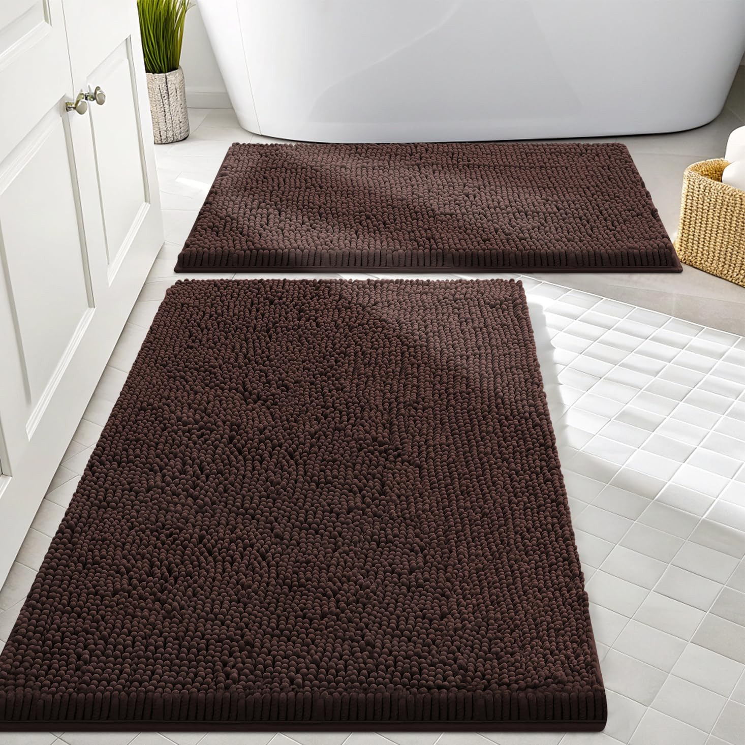 Smiry Bathroom Rugs Sets 2 Piece, Soft Absorbent Chenille Machine Washable Non Slip Shaggy Bath R... | Amazon (US)