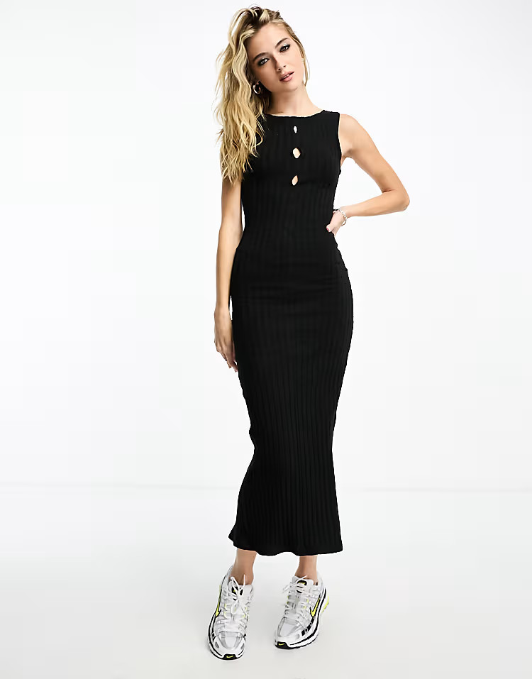 Daisy Street maxi 90s button front sleeveless dress | ASOS (Global)