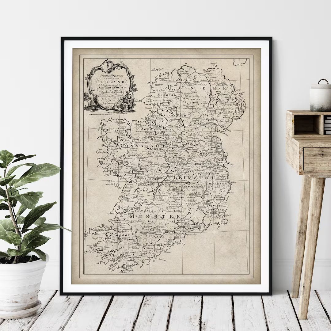 1795 Irish Surname Map Print - Vintage Ireland Map Art, Antique Family Last Name Map, Old Genealo... | Etsy (US)