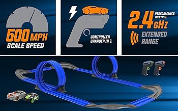 Tracer Racers Remote Control Cordless Glow in The Dark High-Speed Super Loop Speedway Track Set w... | Amazon (US)