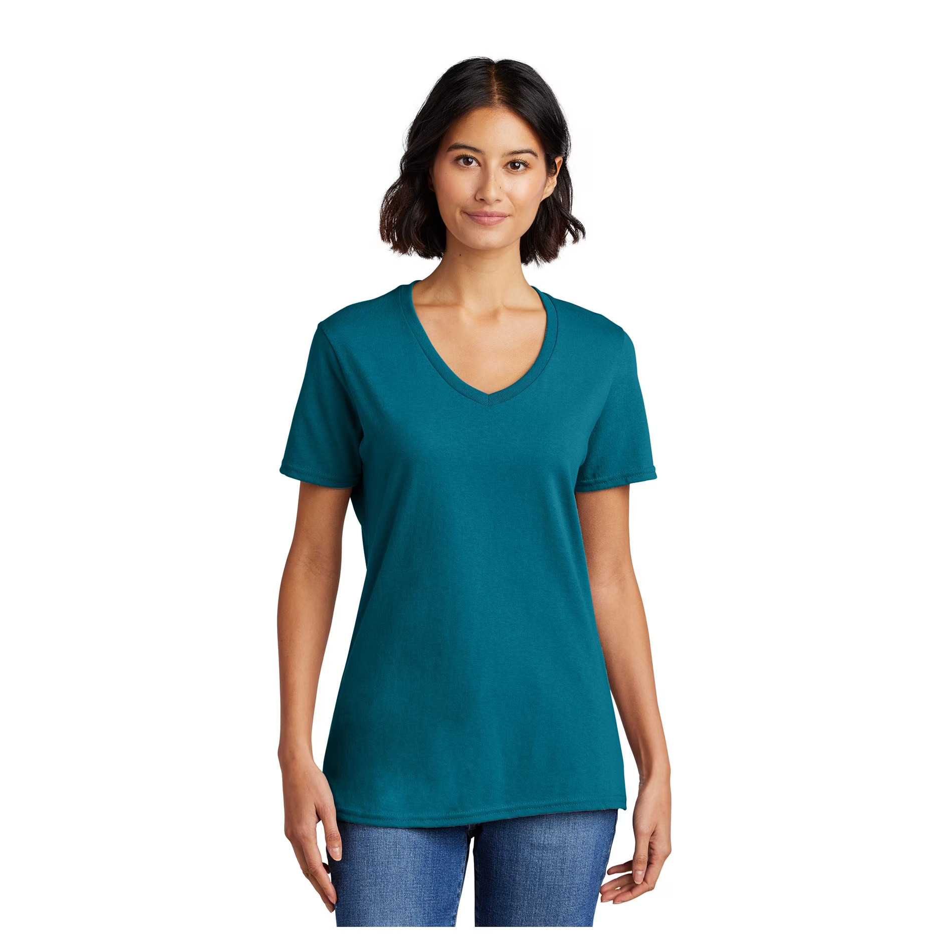 Port & Company Ladies Core Cotton V-Neck T-Shirt Teal Medium - Walmart.com | Walmart (US)