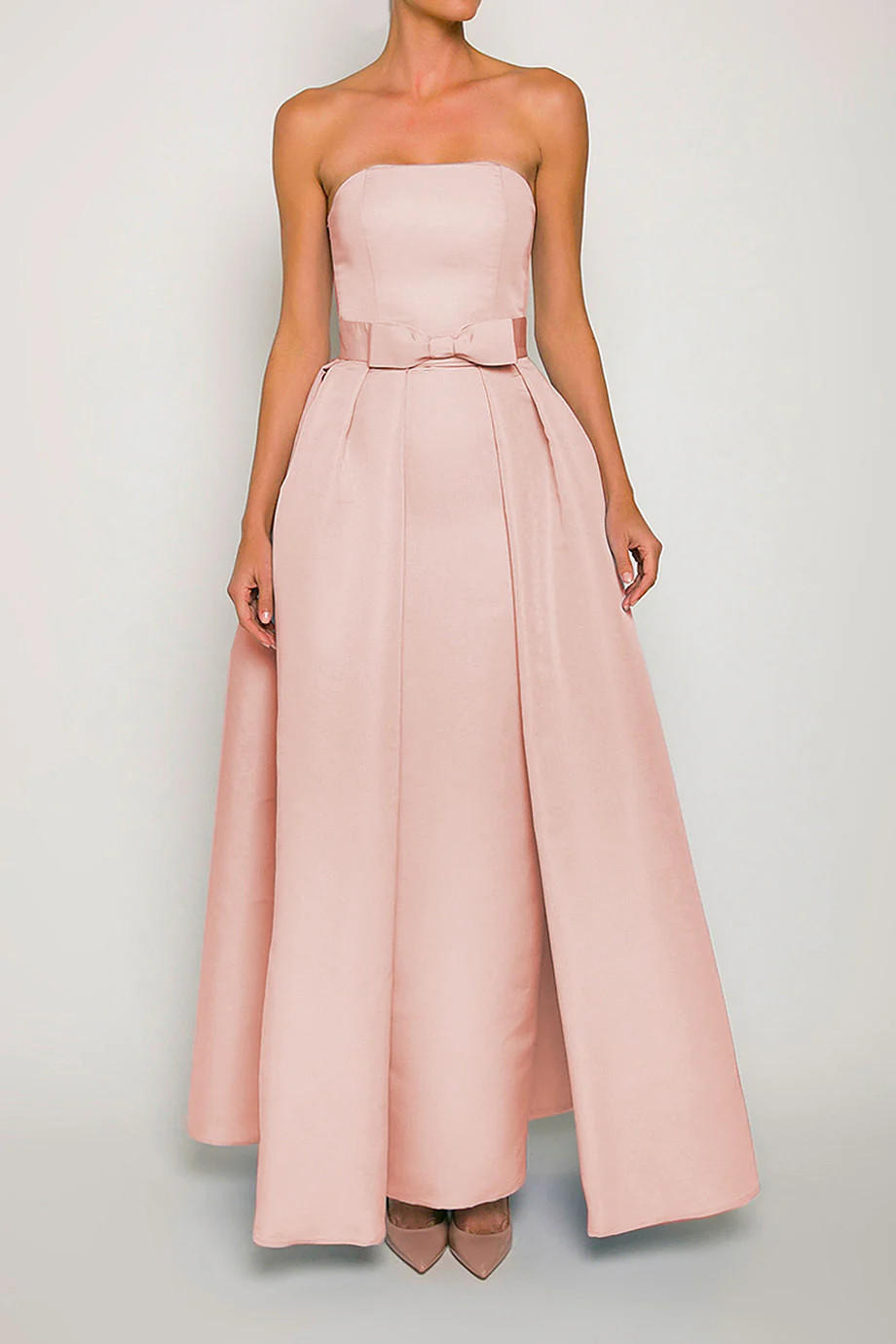 Silk Faille Strapless Column Gown with Bow Convertible Skirt | ALEXIA MARIA LLC