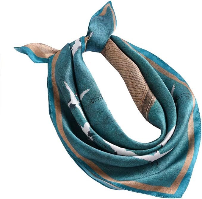ANDANTINO 100% Mulberry Silk Scarf -21” Lightweight Square Neckerchief – Breathable Digital P... | Amazon (US)