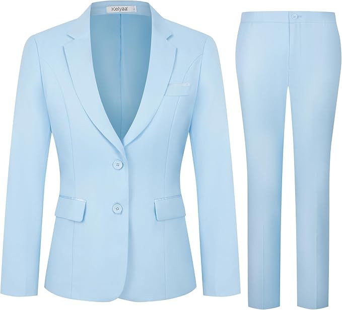 Kelyaa Women's 2 Piece Suit Lady 2 Button Business Work Office Slim Fit Blazer Jacket Pants Set | Amazon (US)