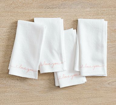 I Love You Sentiment Organic Cotton Napkins -  Set of 4 | Pottery Barn (US)