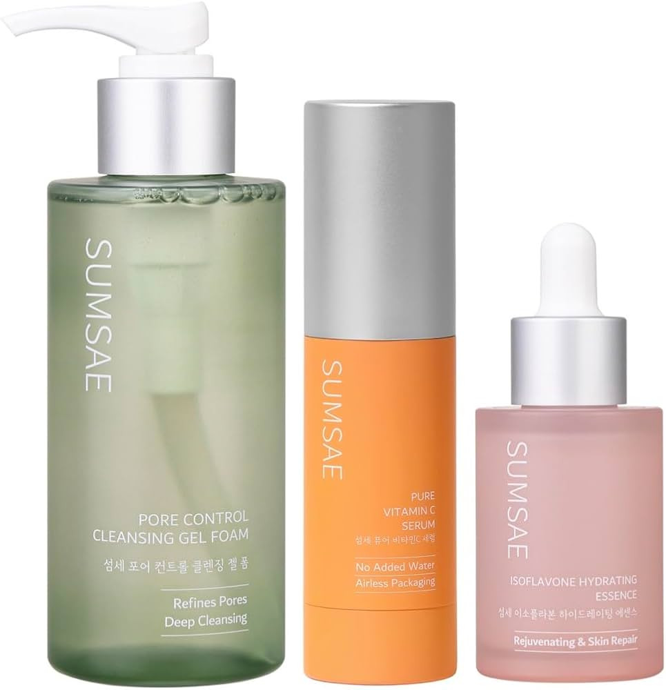 Skincare Routine Set – Pore Control Cleansing Gel Foam, Isoflavone Hydrating Essence, and Pure ... | Amazon (US)
