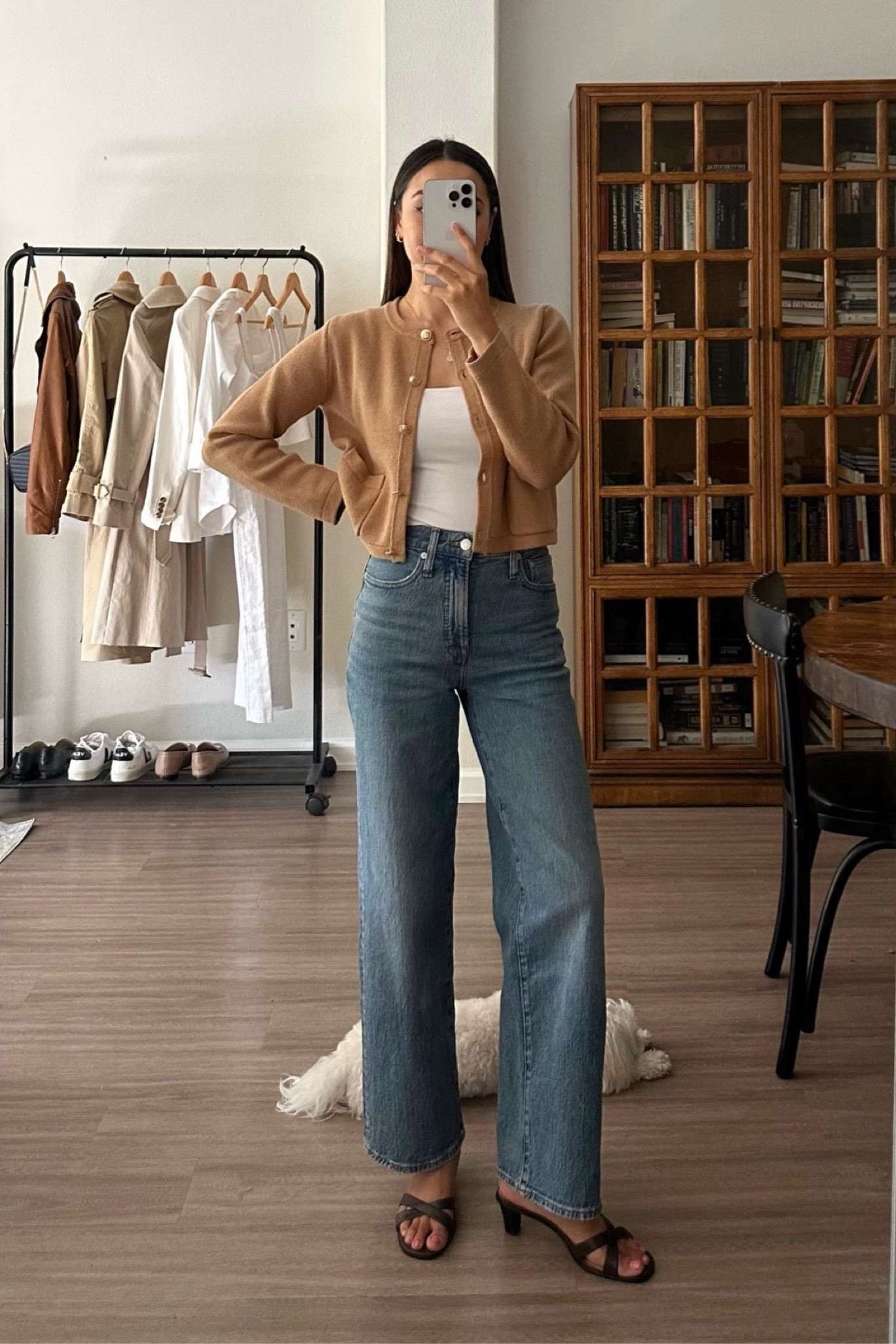 Smart casual outfit for prefall 

• sweater jacket - linked to newest style 
• jeans - linked to similar style 

Wide leg jeans / sweater jacket / kitten heels / madewell / Jcrew

#LTKSeasonal #LTKStyleTip