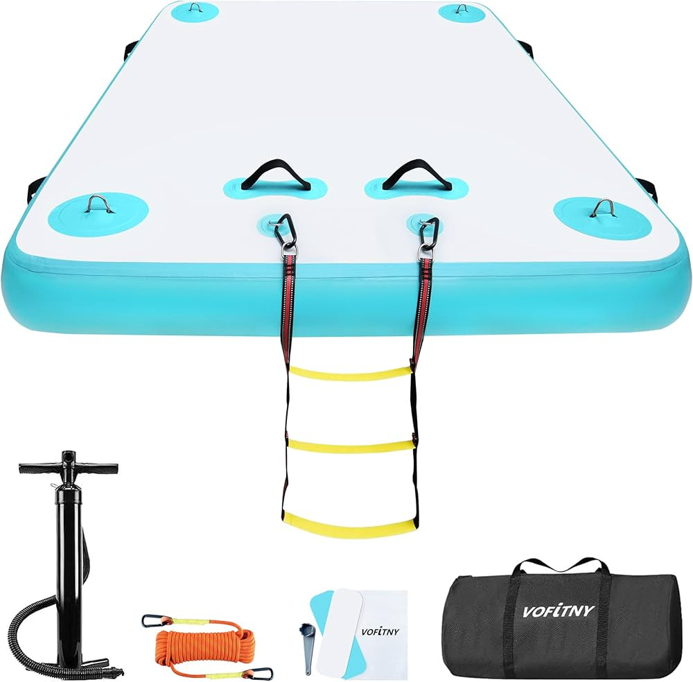 Amazon.com : Inflatable Floating Dock Air Platform Multi-Person Swim Water Mat with Rope Ladder, ... | Amazon (US)