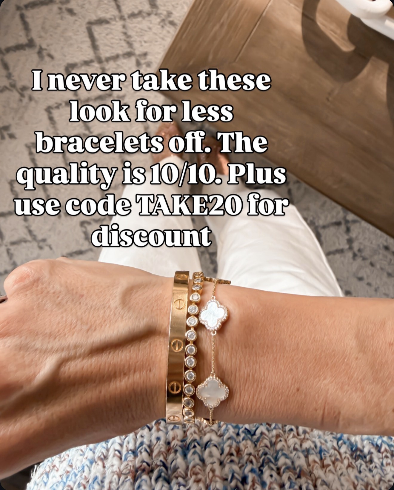 My favorite look for less bracelets ✨ Use code TAKE20 🔗⬇️

#LTKootd #LTKSeasonal #LTKOver40