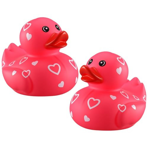 Jerify 3 Inch Large Valentine's Day Rubber Ducks 2 Pcs Valentine Large Pink Sweetheart Duckies Rubber Ducks for Pool Bathtub Toys Party Favors Decorations Classroom Prizes Exchange Gifts | Amazon (US)