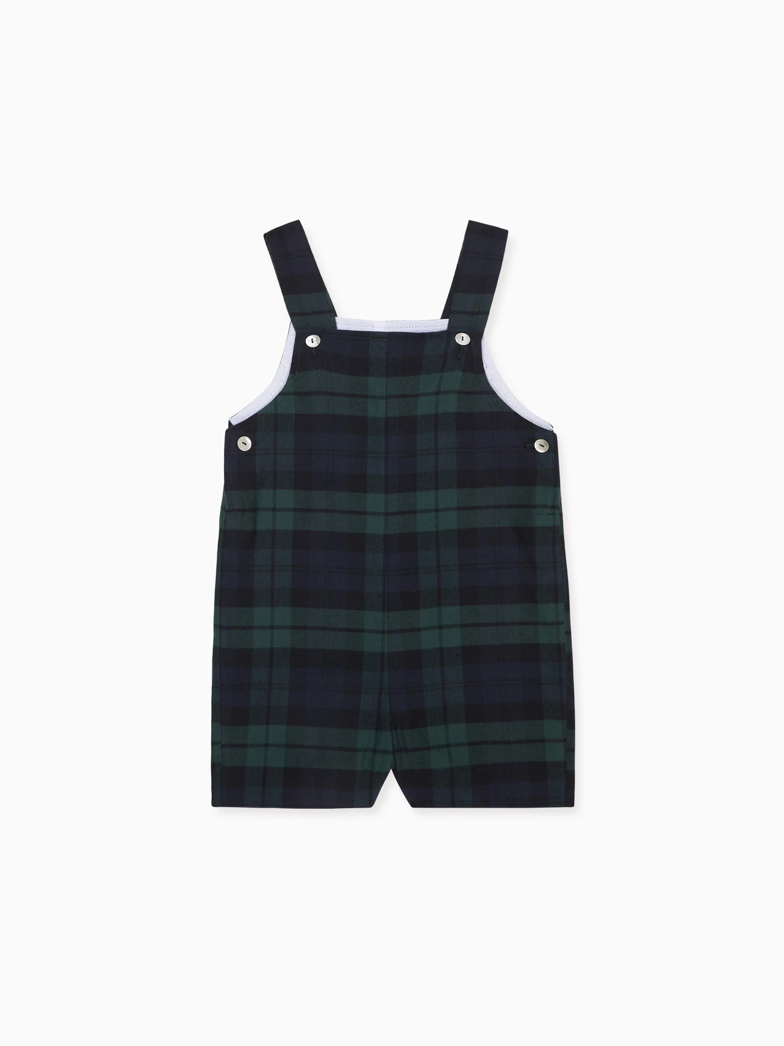 Green Tartan Buganvilla Baby Dungarees | La Coqueta (US)