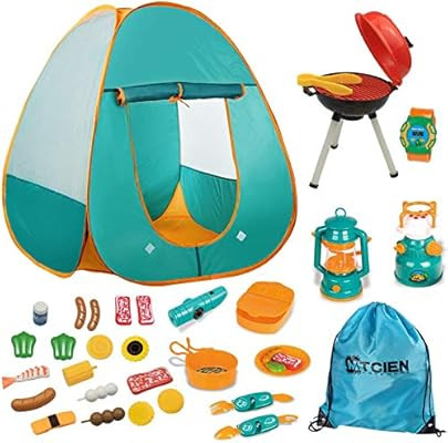 MITCIEN Kids Camping Tent Gear Set Pop Up Play Tent with Pretend BBQ Toys Camping Tools for Toddl... | Amazon (US)