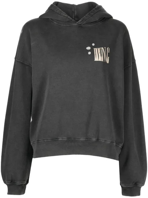 ANINE BING Alec logo-print Bleached Hoodie - Farfetch | Farfetch Global