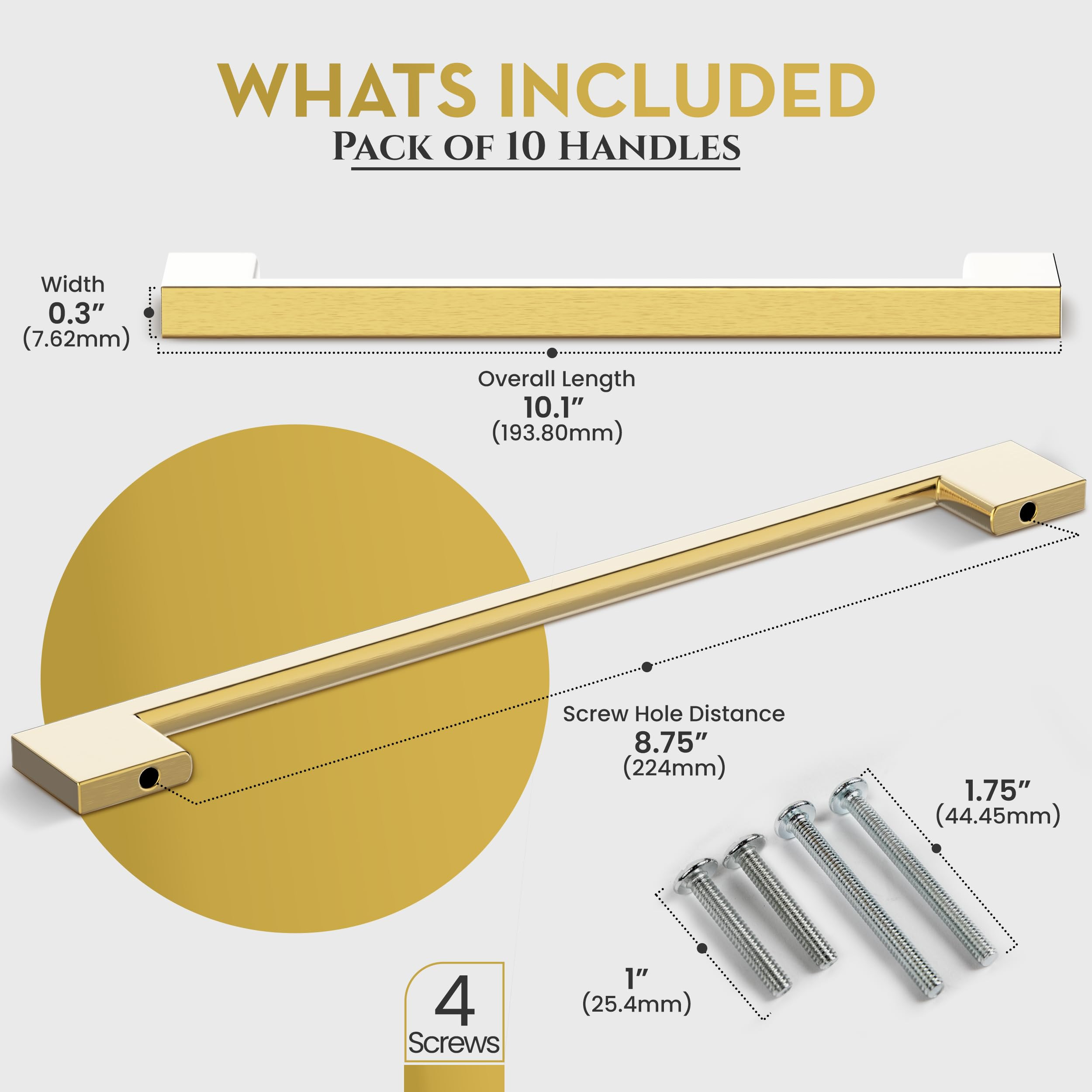 Southern Hills 10 Pack Gold Cabinet Pulls - 224mm Brushed Gold Drawer Pulls for Drawers and Cupbo... | Amazon (US)
