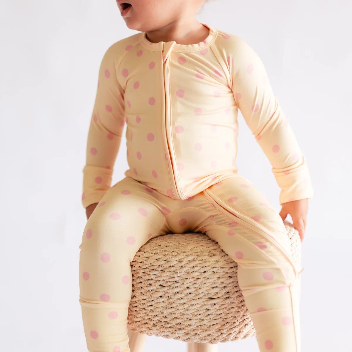 Infant Romper in Yellow Polka Dot | Silks Design