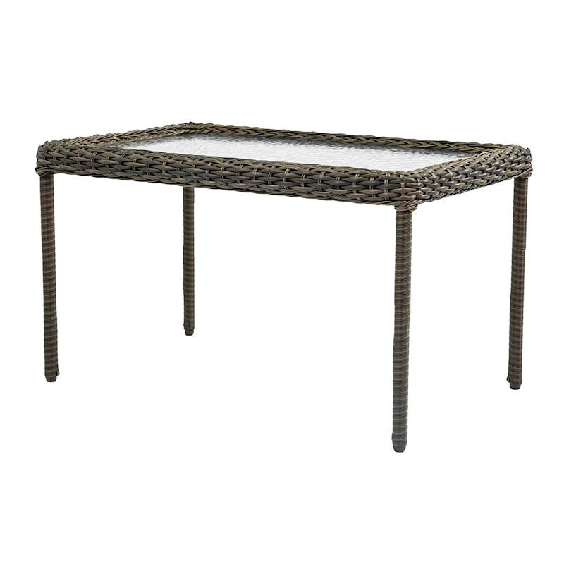 Tempered Glass Top Faux Wicker Patio Coffee Table, Brown | At Home