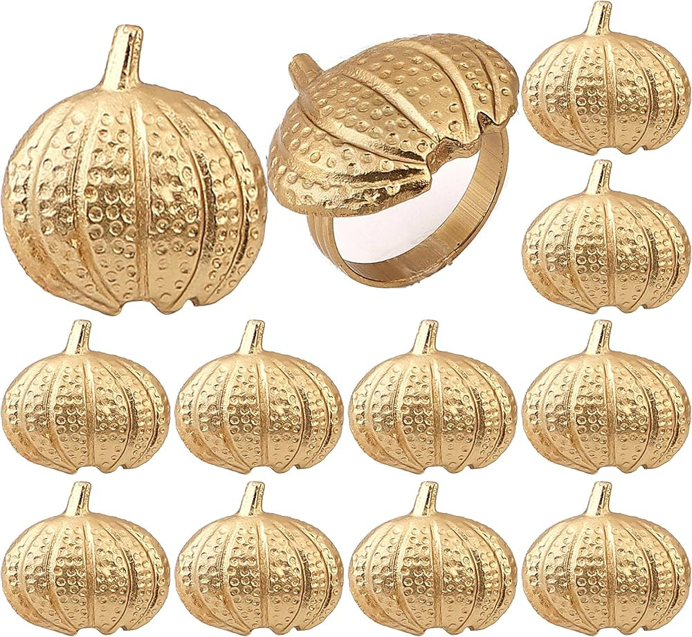 12 Pieces Christmas Metal Napkin Rings Thanksgiving Fall Halloween Napkin Holders Dinner Orange T... | Amazon (US)