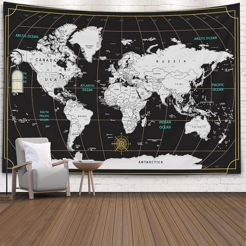Capsceoll World Map Tapestry Wall Tapestry World Geographical Distribution Tapestry for Men 80X60... | Amazon (US)