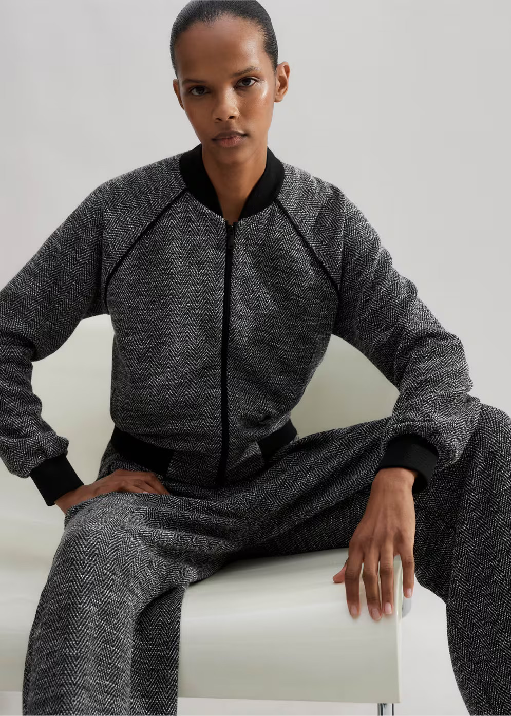 Herringbone Jacquard Jersey Bomber | ME+EM US