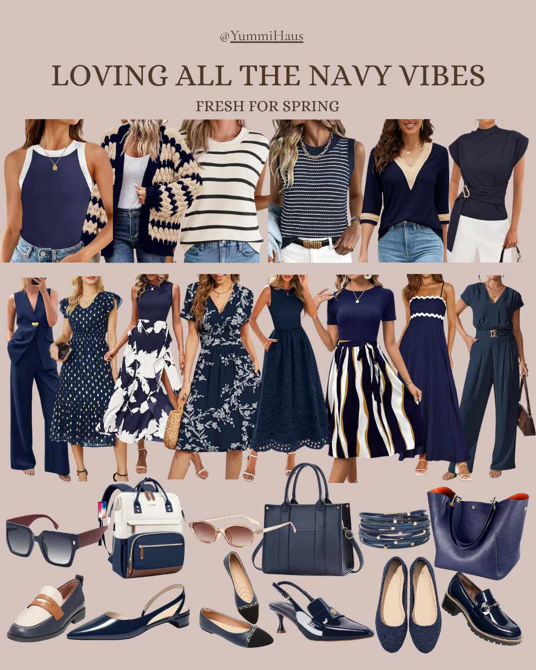 Swooning over all these navy, gold, tan, and white tops, dresses, bags, shoes, and accessories. 

 #LTKOver40 #LTKMidsize #LTKWorkwear