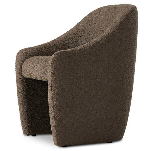 Tara Modern Classic Brown Performance Boucle Dining Arm Chair | Kathy Kuo Home