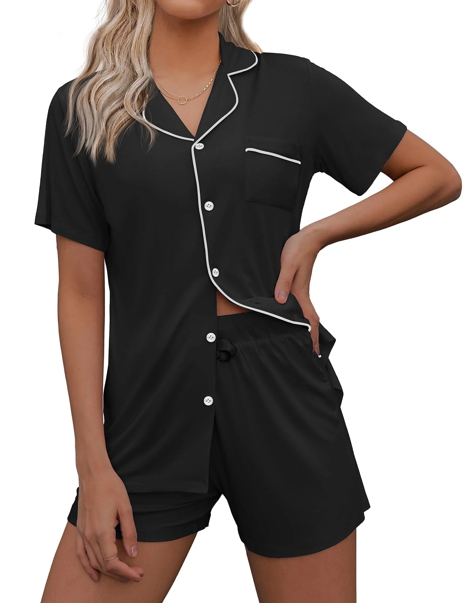 Avidlove Button Up Pajama Sets for Women 2 piece Loungewear Sets Short Sleeve Button Down Pj Sets... | Walmart (US)
