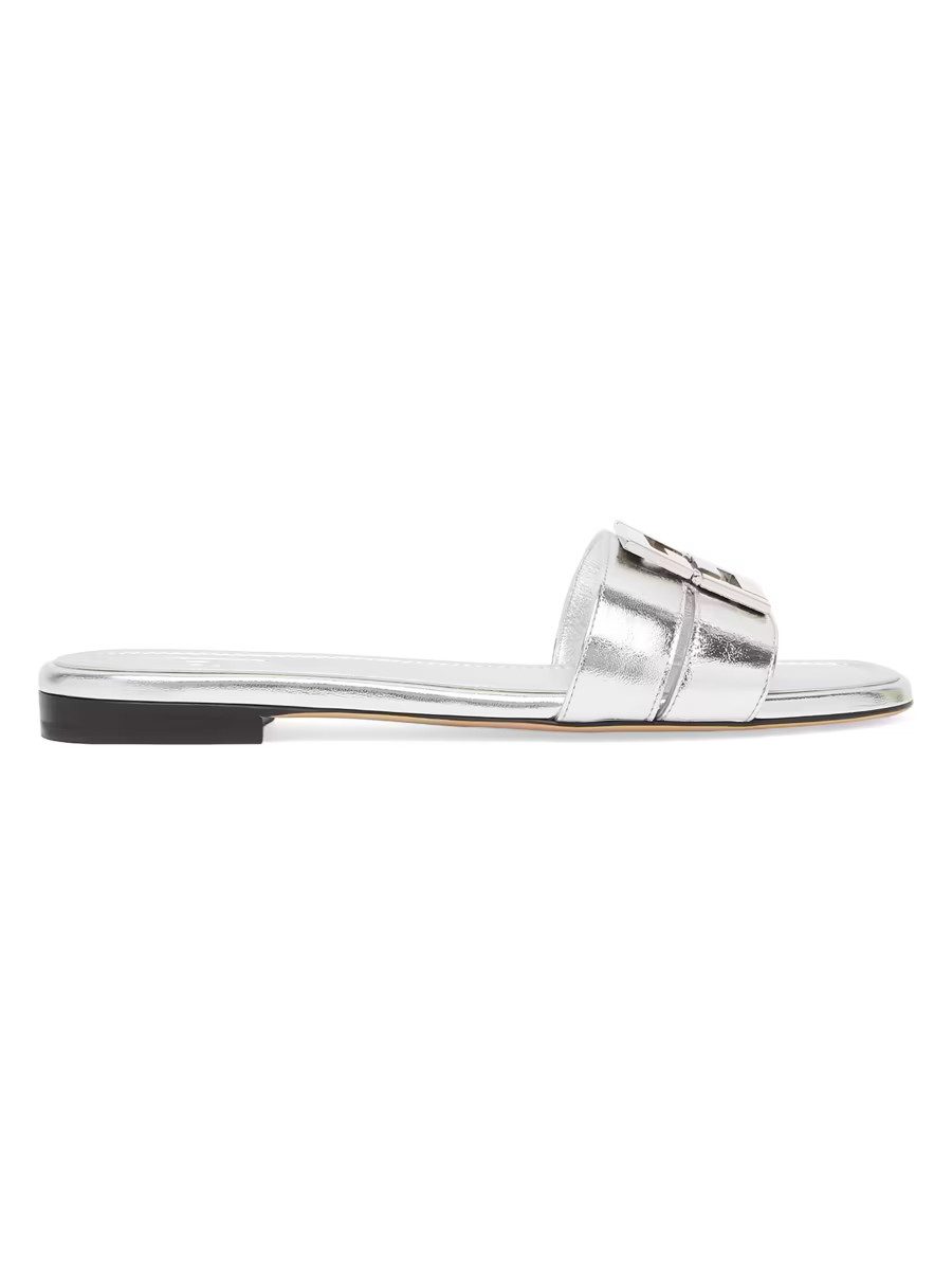 Fold Metallic Leather Slide Sandals | Saks Fifth Avenue