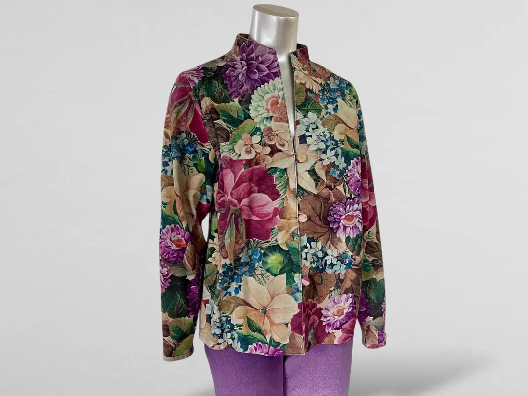 90s Suede Jacket Maximalist All Over Floral Leather | Etsy (US)