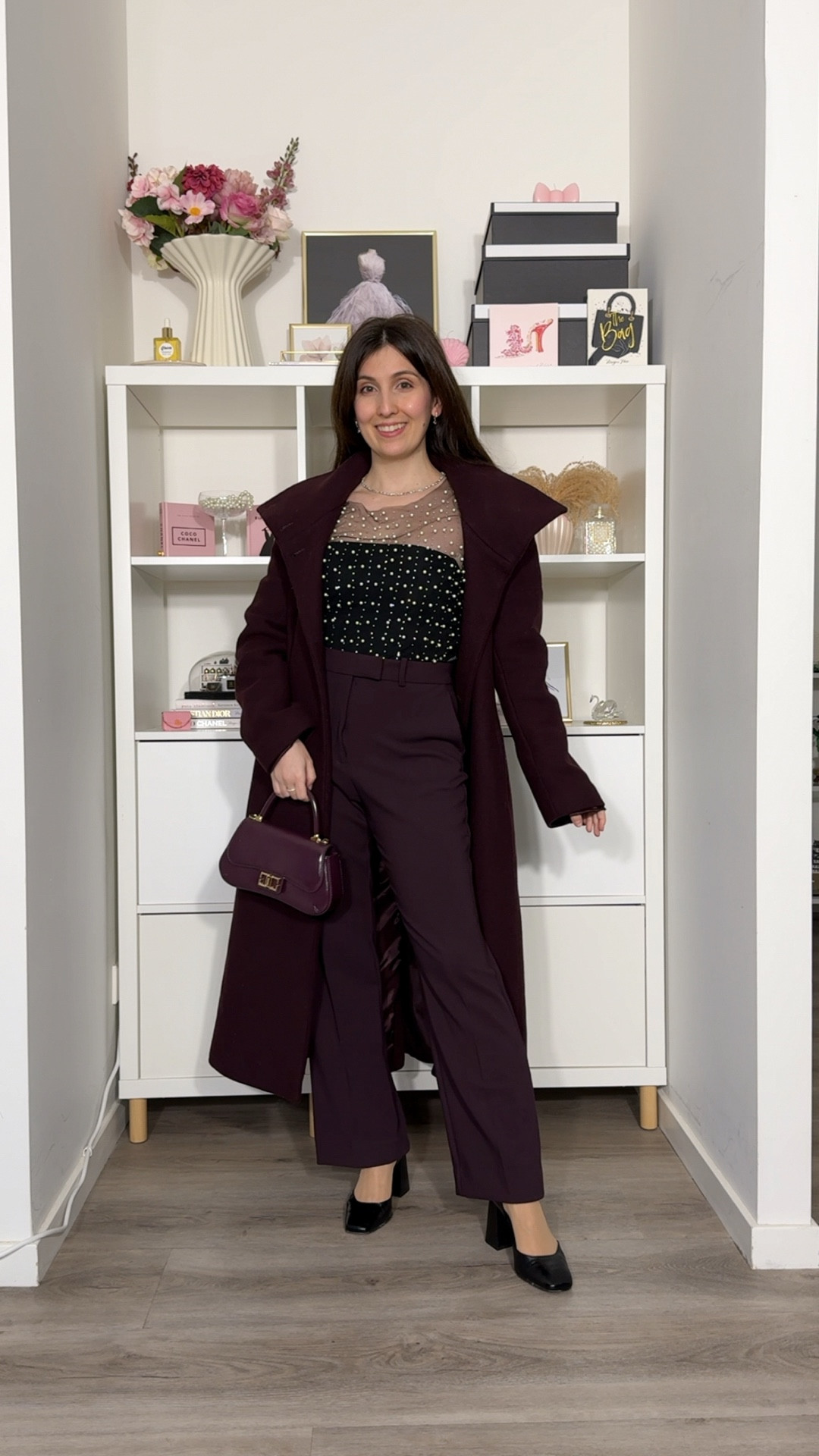 Day 2 of holiday looks!

Wine red became quickly my new colour obsession! And the funny thing is that 2 months ago that I bought this coat I was hesitating about the colour and if I’ll wear it enough! Since then I added 3 more items and I would love a scarf, gloves and a top in this shade as well!

Wine red and black is such a Christmas-sy colour combination! It is has sparkle as well it gets extra points! I know many people don’t like skirts so for this look I combined a wine red colour pair of trousers with a black embellished top. Black and wine red accessories finished the look. For jewellery I chose silver and pink! 

The trousers are supposed to be flared but I’m too short so I had to straighten them because the flare was gone once I shorten them 😂

#LTKfestive #LTKpetite #LTKpartywear