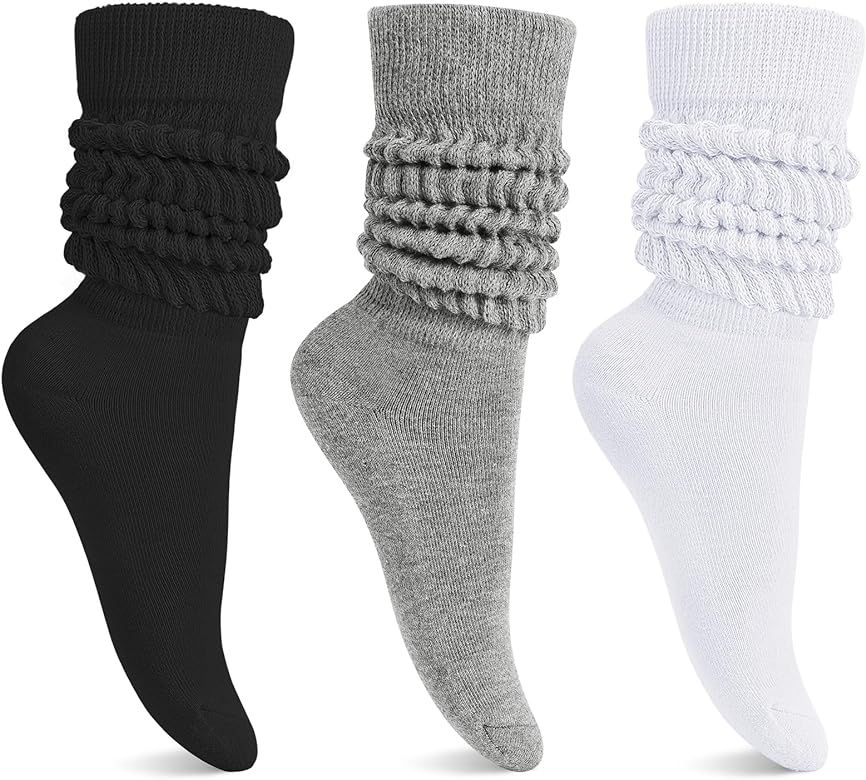 HASMES Slouch Socks Women 3 Pair Pack,Scrunch Socks,Knee High Slouchy Socks for Women Size 6-11 | Amazon (US)