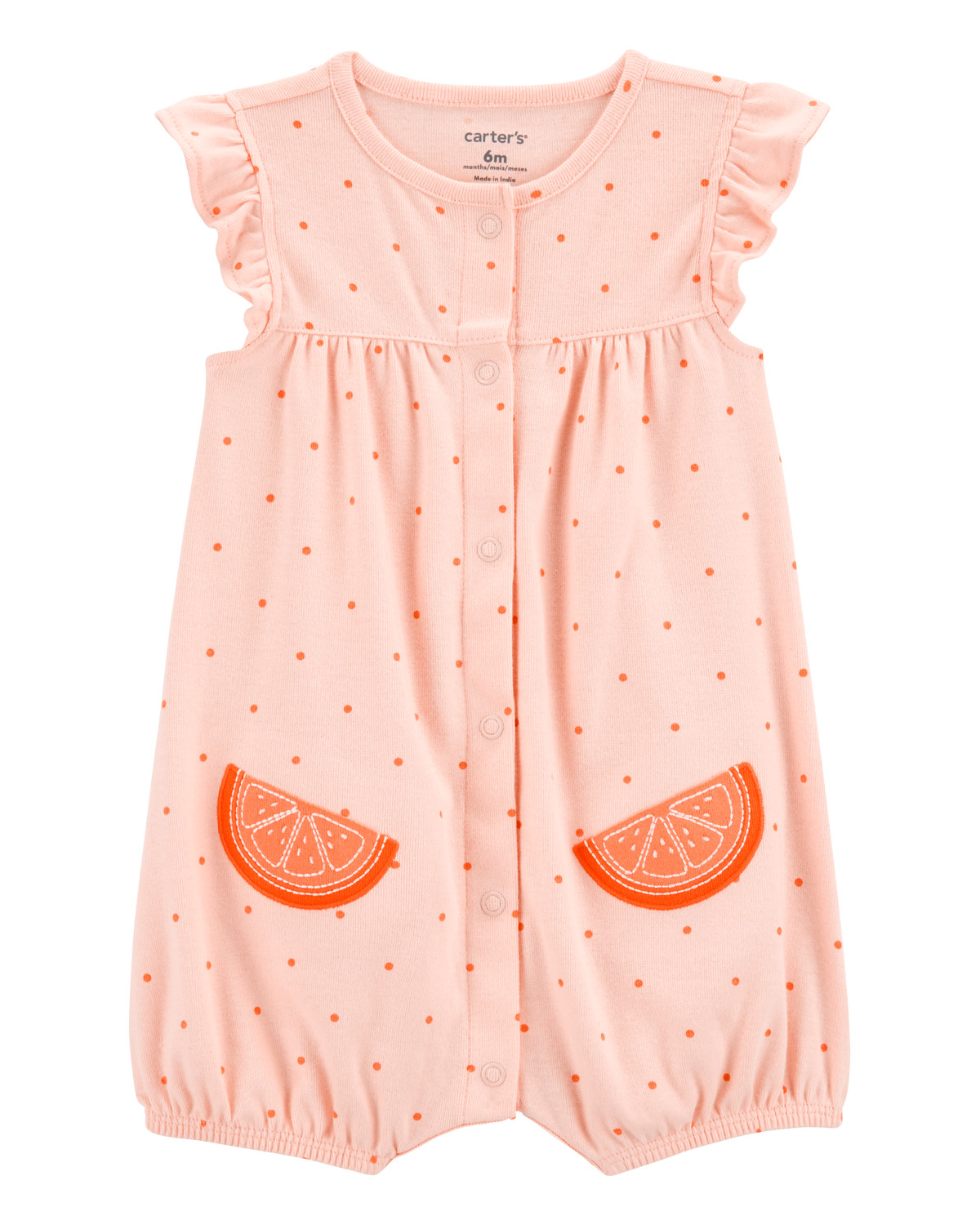 Baby Cotton Short-Sleeve Romper - Orange | Carter's Inc