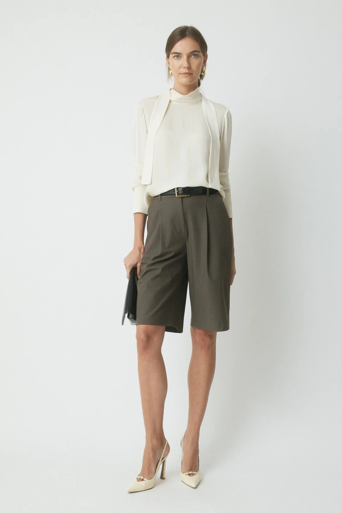 Campbell Silk Tie-Neck Top - Cream | Perri Cutten