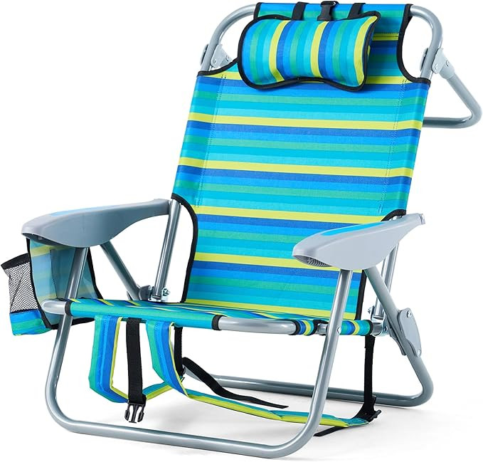 Portable Recliners Chair for Adults, Outdoor Camping Chair Lay Flat Folding Backpack Reclining Ch... | Amazon (US)