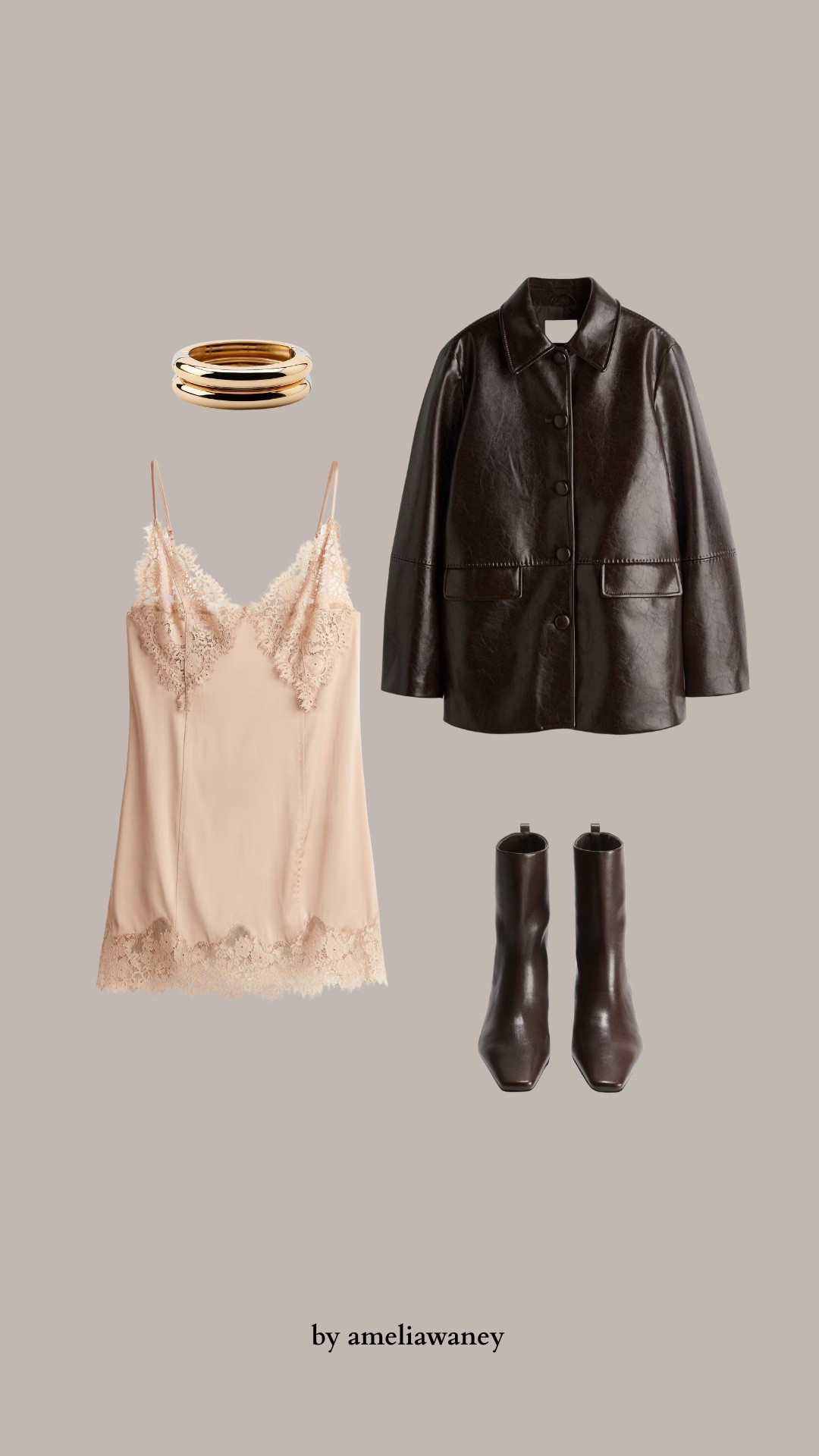 H&M autumn winter lace mini dress, lace dress style chocolate brown boots, leather jacket seasonal 

#LTKStyleTip