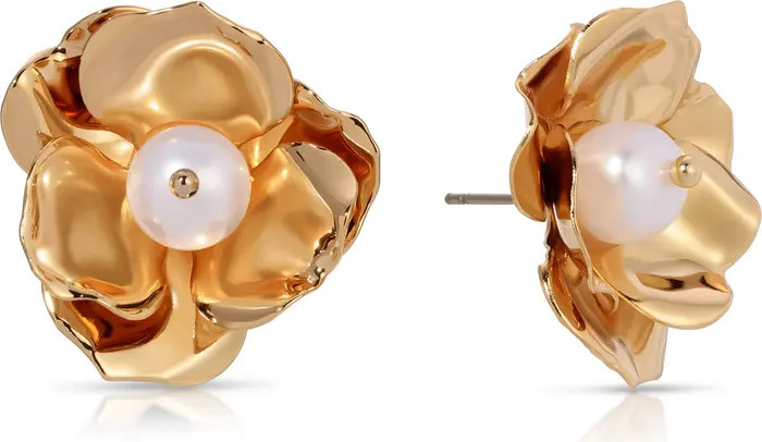 Cultured Freshwater Pearl Flower Stud Earrings | Nordstrom