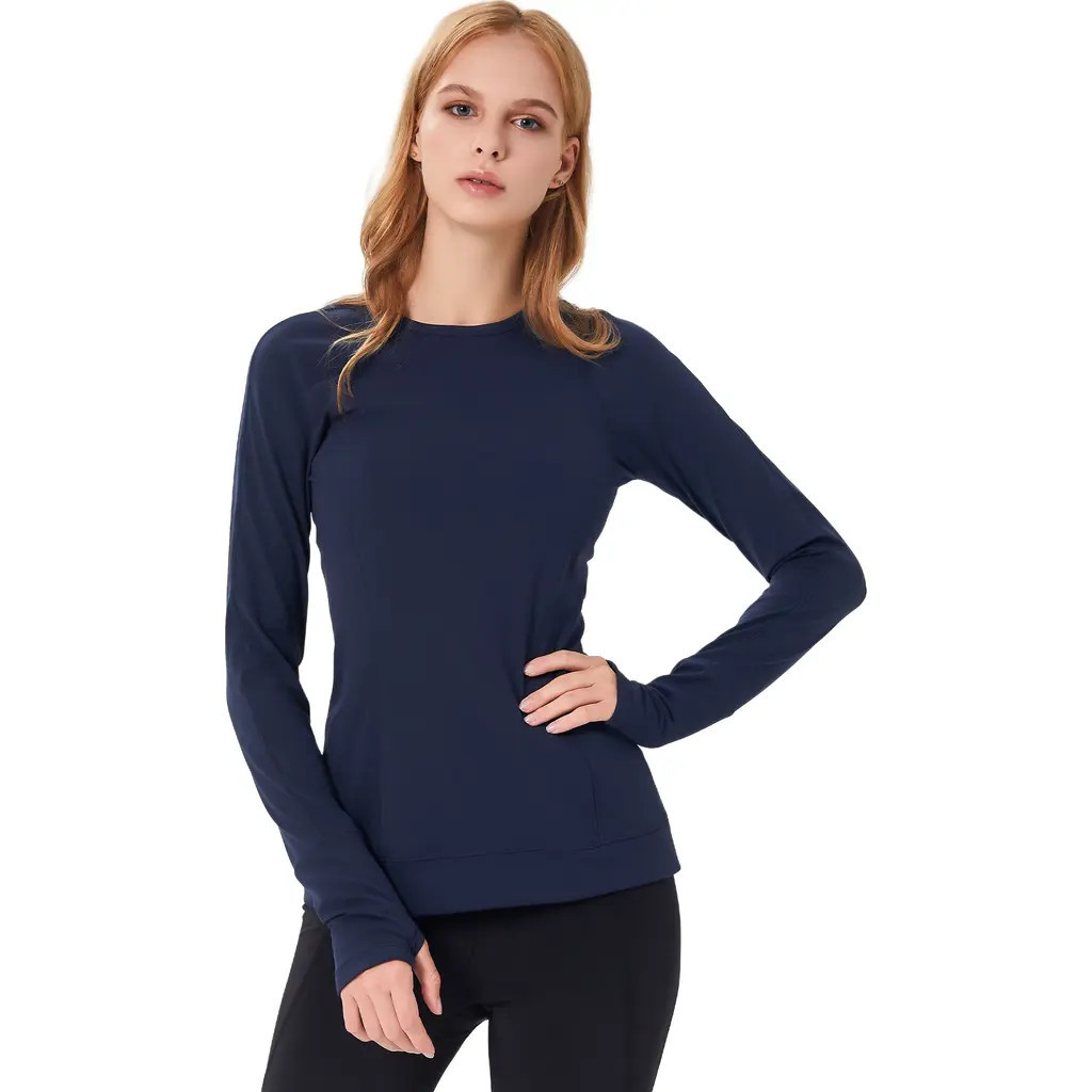 Rebody Active Morning Glory Long Sleeve Top in Navy at Nordstrom, Size X-Small | Nordstrom